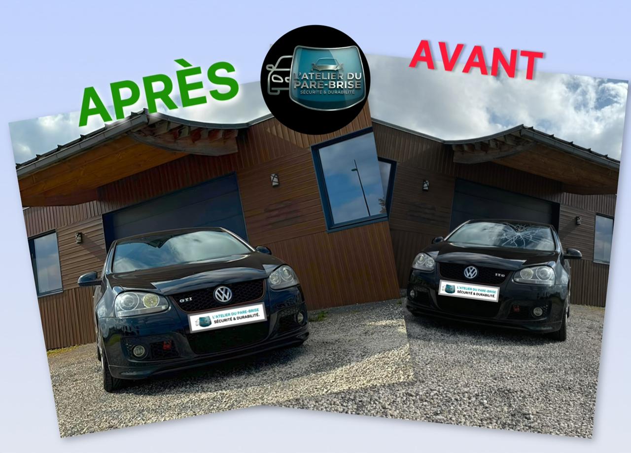 Avant / Après remplacement pare-brise Volkswagen Golf GTI